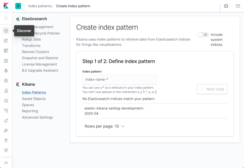 Creating an Index Pattern in Kibana