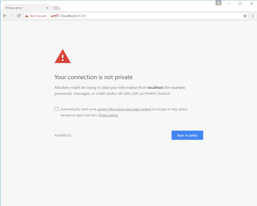 Chrome : Your Connection is Not Private