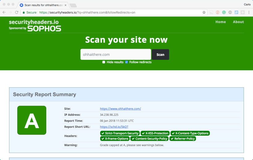 Get an A Score on securityheaders.io